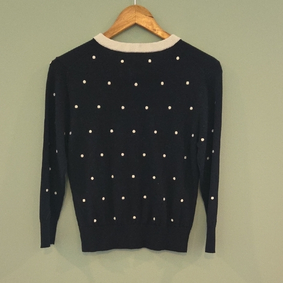 Cynthia Rowley Blue and White Polka Dot Cardigan Small 100% Cotton New W/Tags - Picture 6 of 11